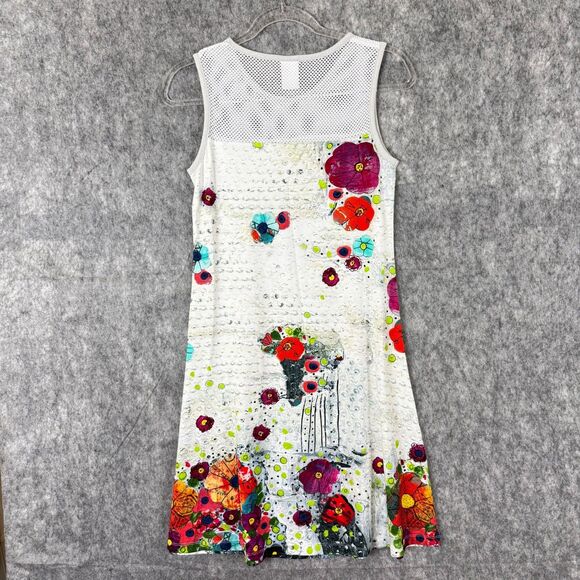 Simply Art by Dolcezza Sleeveless Sm Dress Artsy Watercolor Mesh Yoke Stretch - Picture 5 of 11